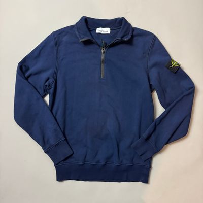 Stone Island Navy 1/4 Zip Sweatshirt - Small