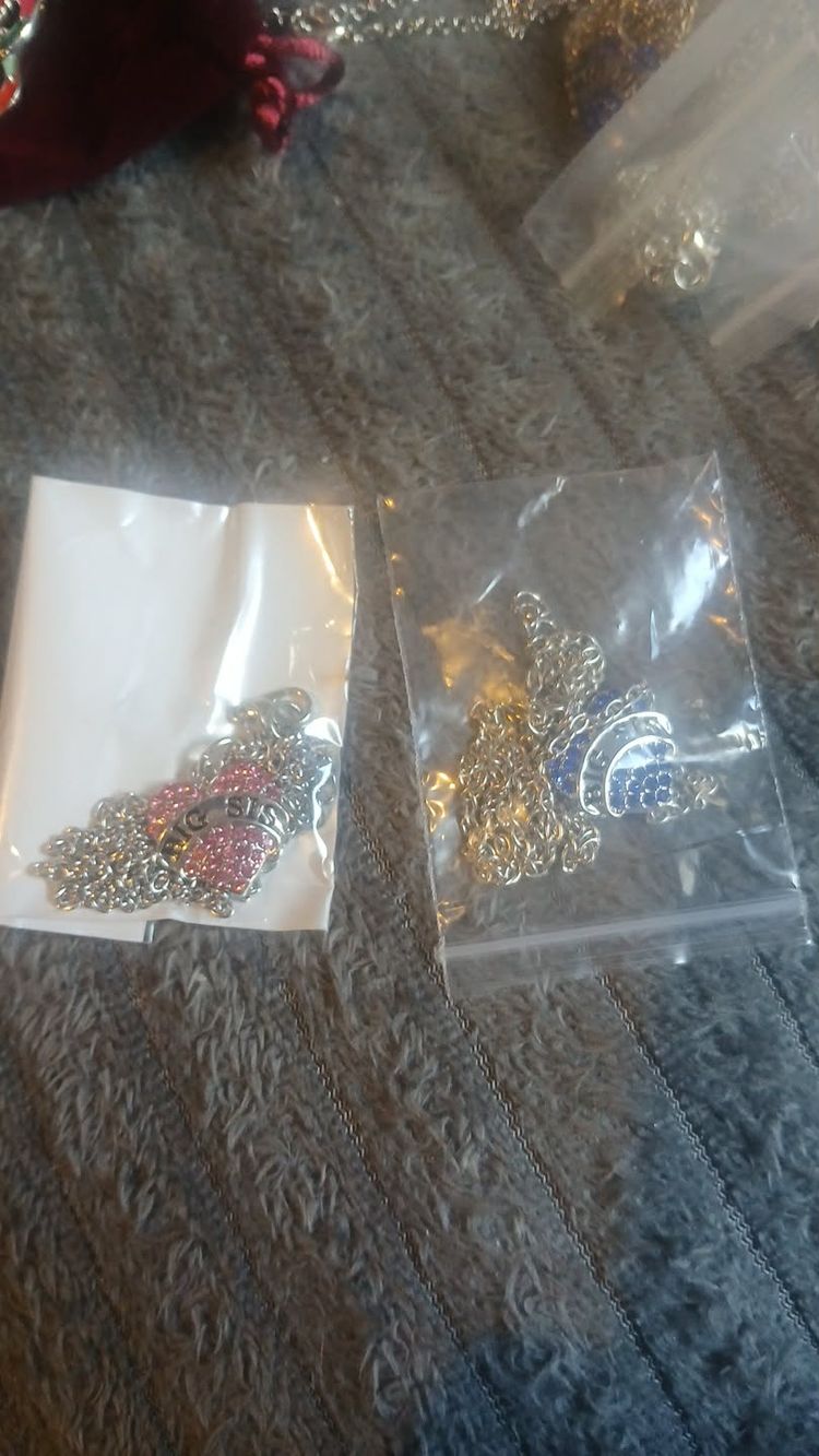 Heart And Crescent Moon Pendants With Chains 2