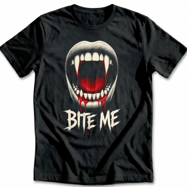 Vampire Fangs Bite Me T-Shirt US 2