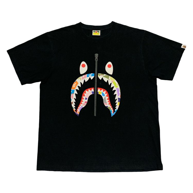 Bape 2XL Shark Multi Camo Black Tee A Bathing Ape XXL