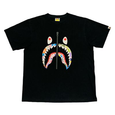 Bape 2XL Shark Multi Camo Black Tee A Bathing Ape XXL
