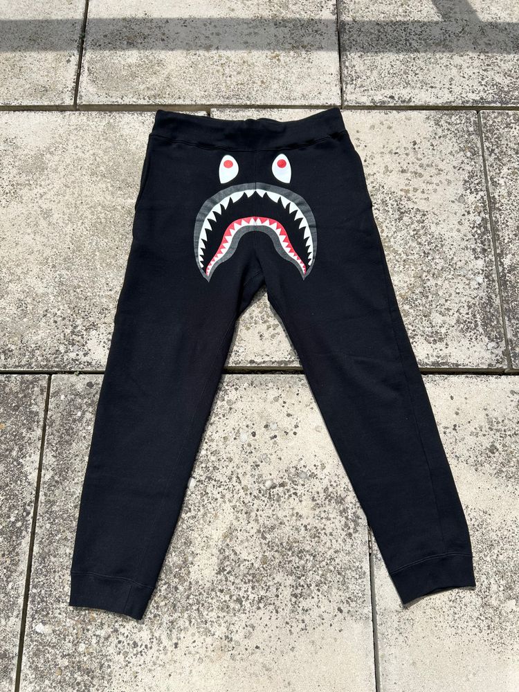 A Bathing Ape Black Joggers With Shark Face And ABC Camo Pocket - Size Large image 1
