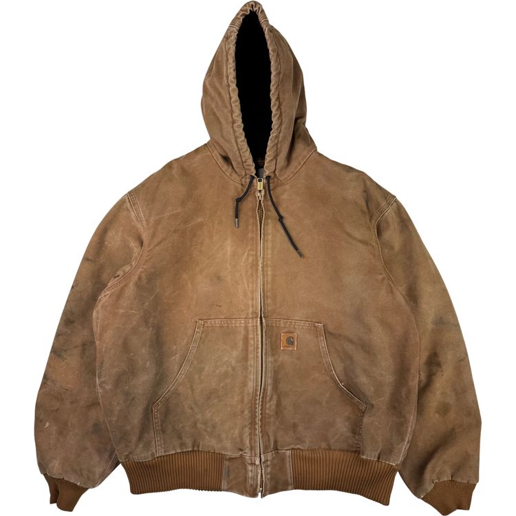 Carhartt J130 BRN Hooded Full-Zip Active Workwear Jacket Brown imagen 1