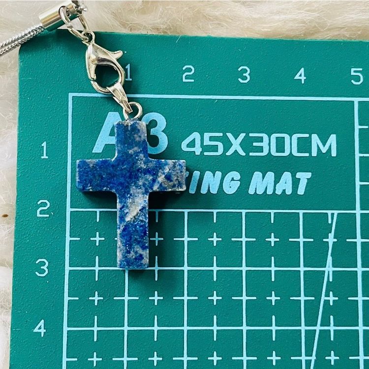 Blue Lapis Lazuli Cross Pendant Keychain image 3
