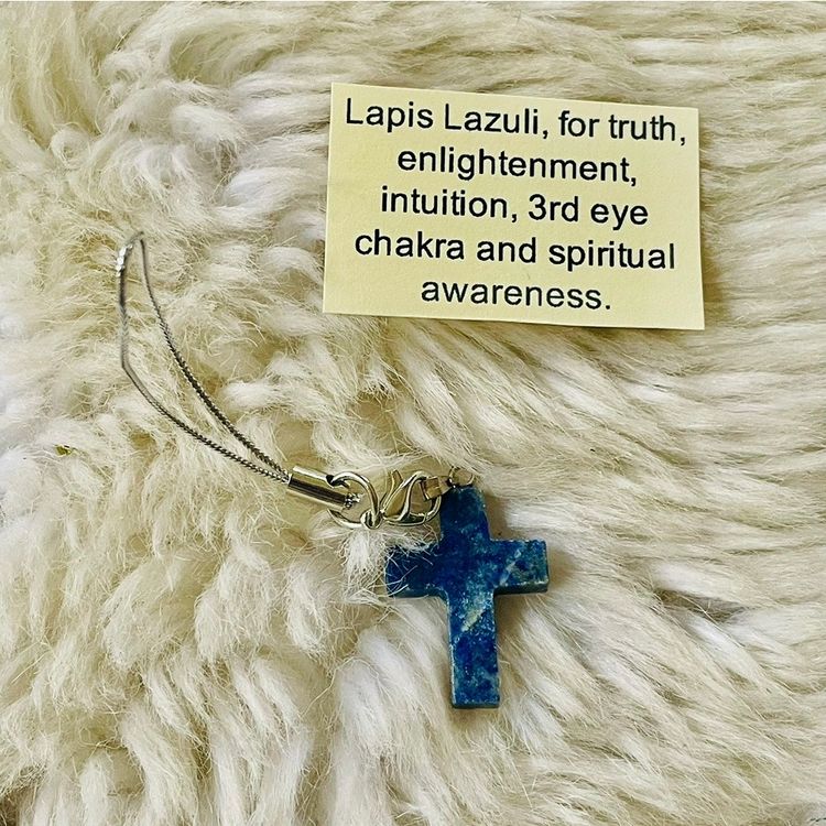 Blue Lapis Lazuli Cross Pendant Keychain image 1