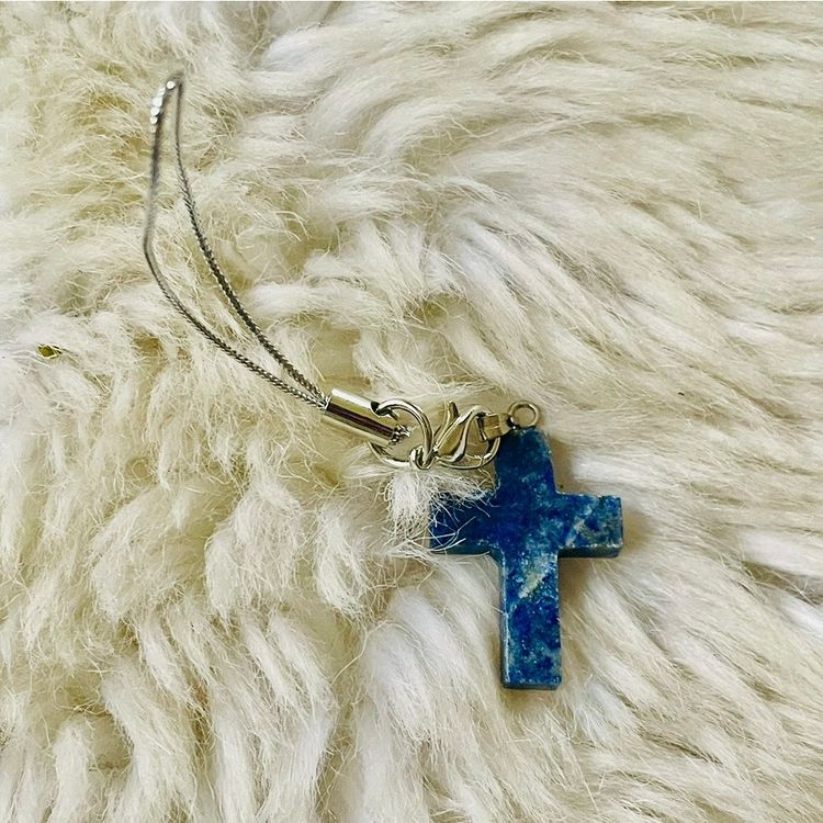 Blue Lapis Lazuli Cross Pendant Keychain image 2