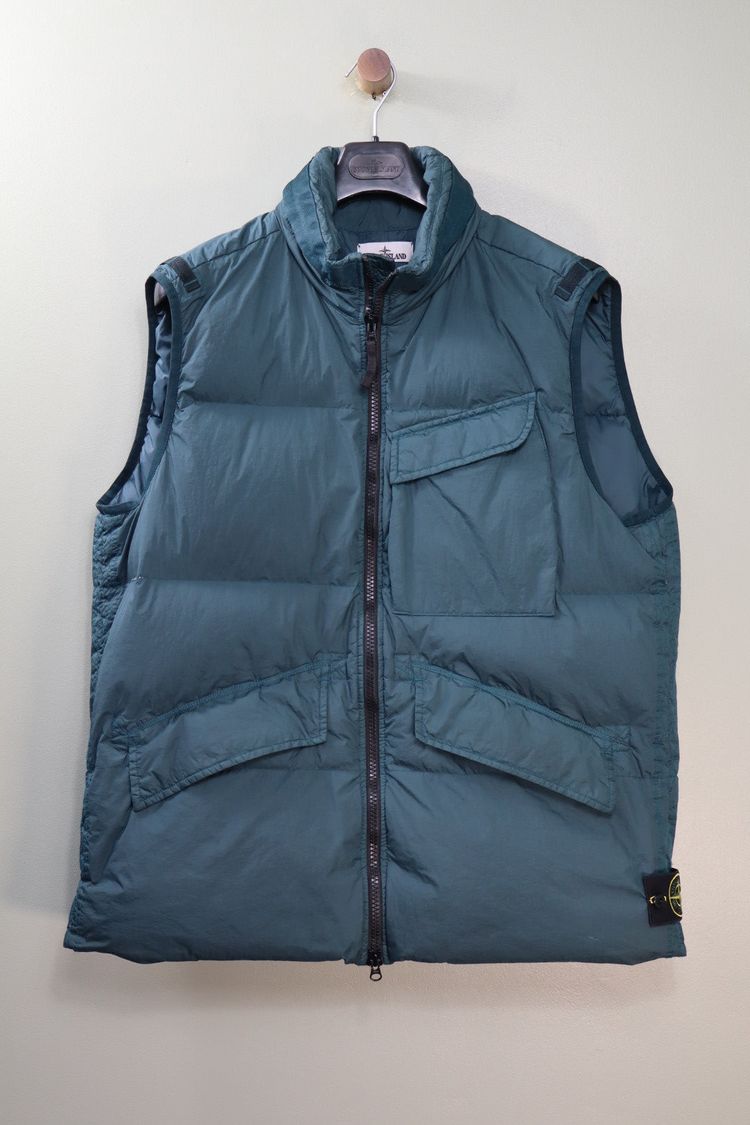 Stone Island Petrol Green Crinkle Reps Down Gilet obraz 2