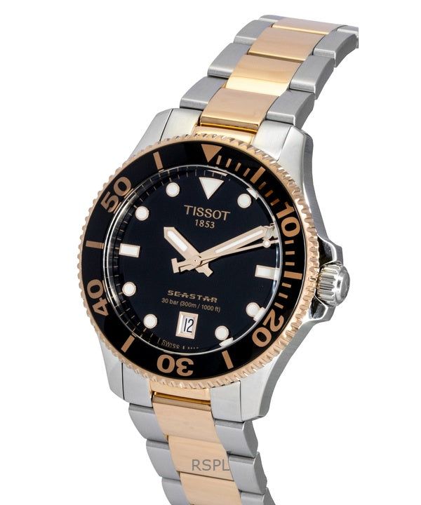Tissot Seastar 1000 Gold Tone Stainless Steel Black Dial Quartz Diver's T120.210.22.051.01 300M Men's Watch 4