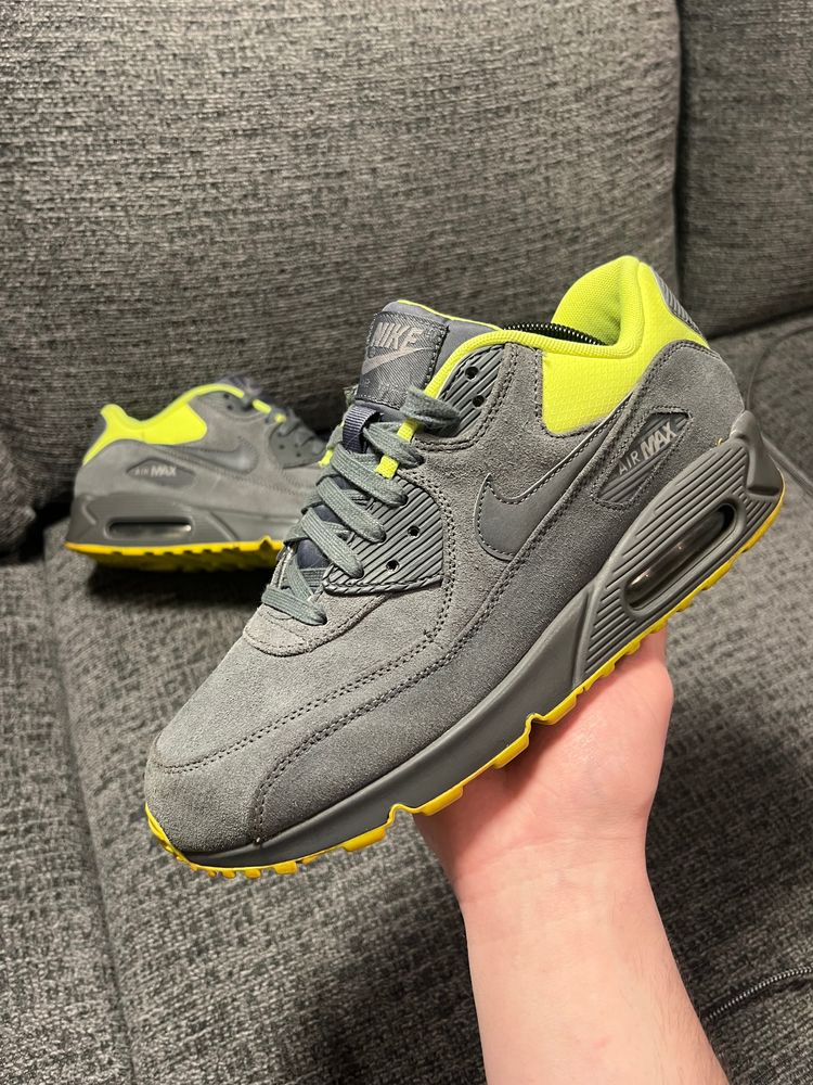 2013 Nike Air Max 90 Premium dark grey and volt UK 8 used no box 