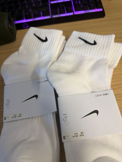 3 pairs Nike White Socks mid length size 5-8