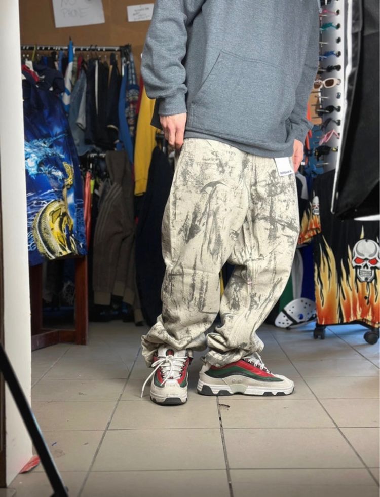 Grey Patterned Baggy Pants