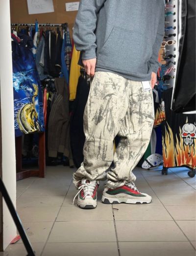 Grey Patterned Baggy Pants
