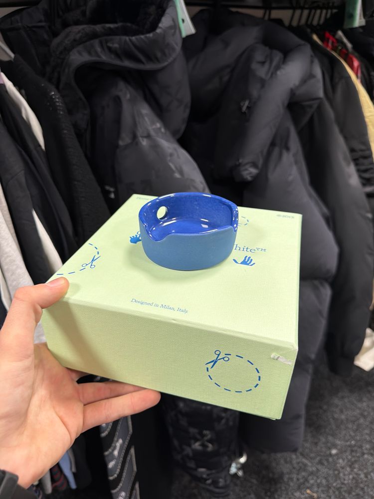 Off-White Blue Ceramic Ashtray