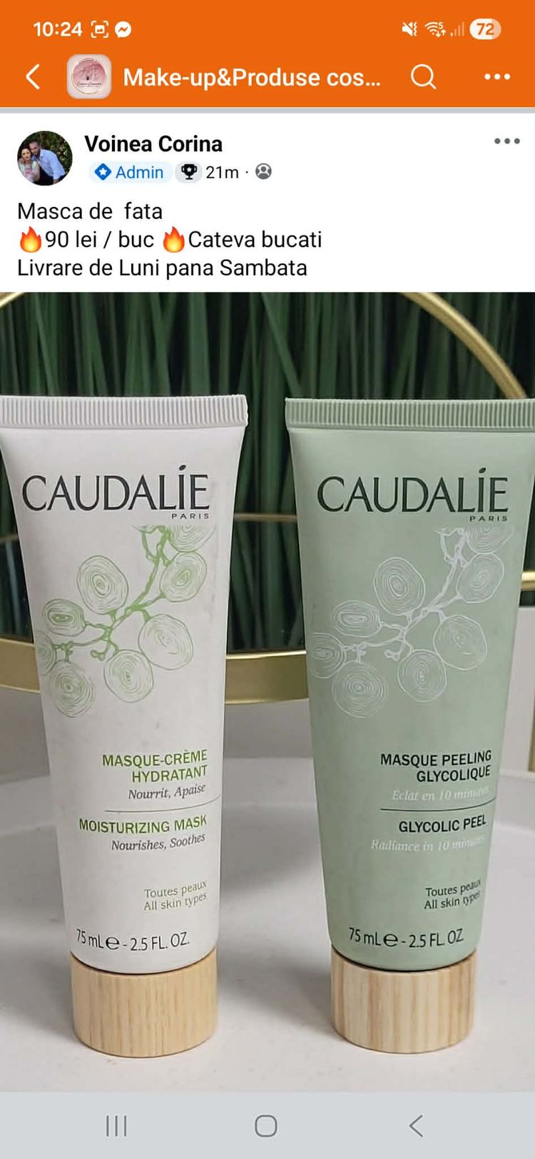 Caudalie Moisturizing Mask And Glycolic Peel