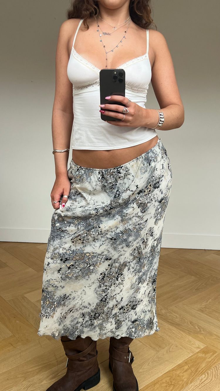 00s grey blue mesh maxi skirt- size M 1
