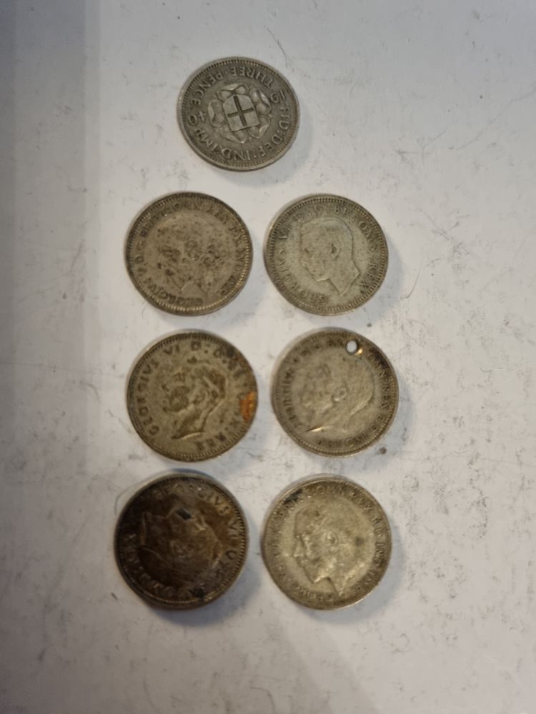 3 pence silver coins 