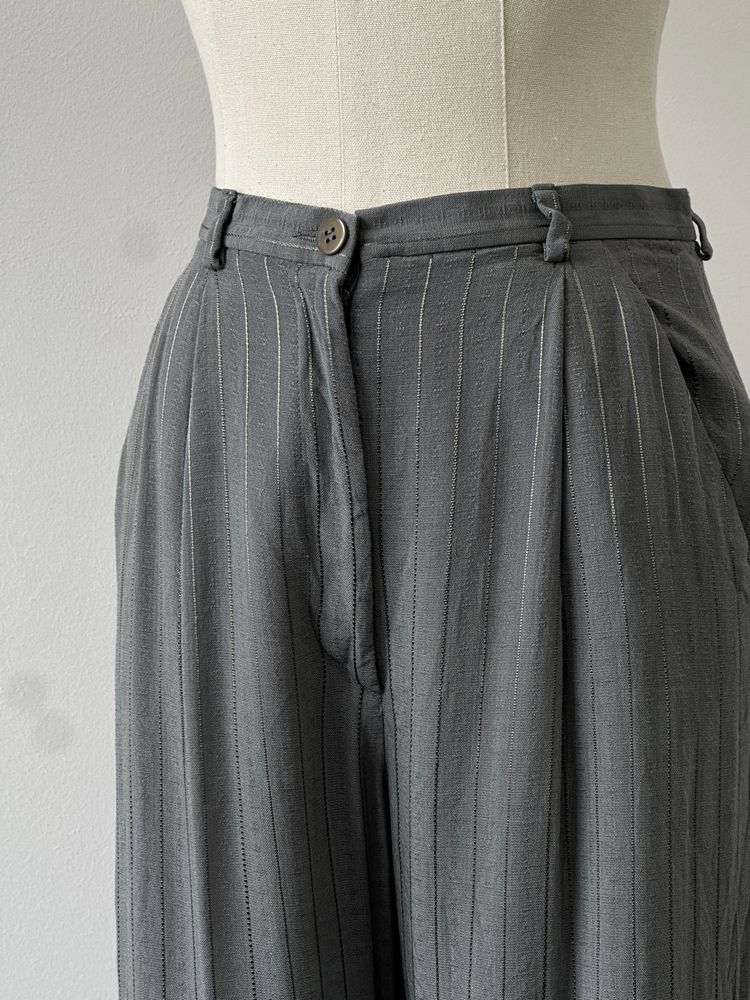 Girogio Armani 1990s Striped Straight Leg Tailored Trousers - W25 2