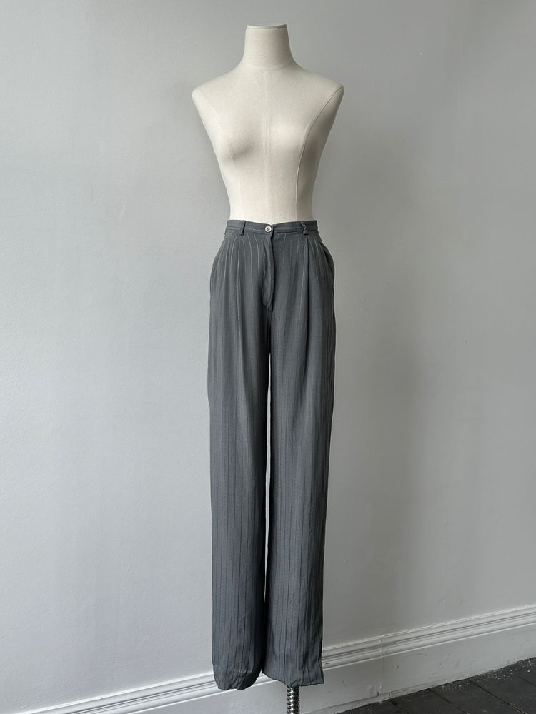 Girogio Armani 1990s Striped Straight Leg Tailored Trousers - W25