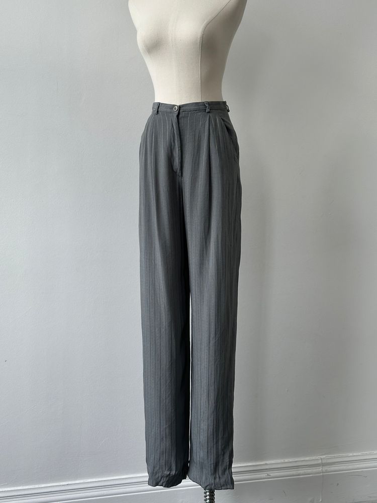 Girogio Armani 1990s Striped Straight Leg Tailored Trousers - W25 7