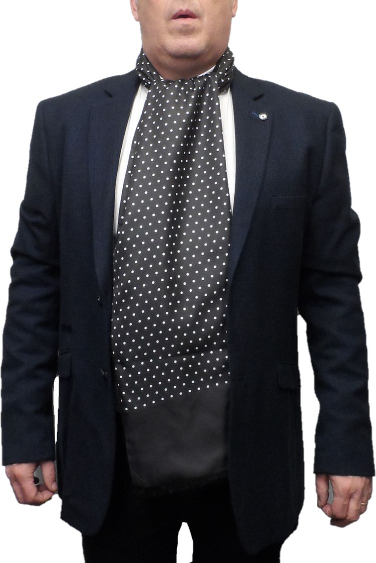 Mazeys Classic Retro Mod Mod Tassled Scarf Black Polka Dot 2