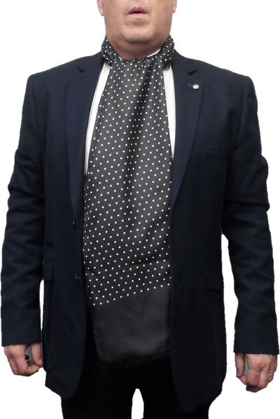 Mazeys Classic Retro Mod Mod Tassled Scarf Black Polka Dot 2