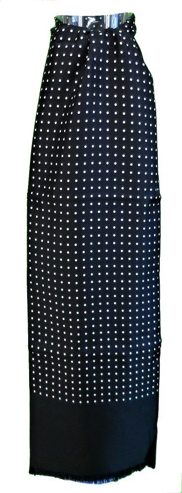 Mazeys Classic Retro Mod Mod Tassled Scarf Black Polka Dot 4