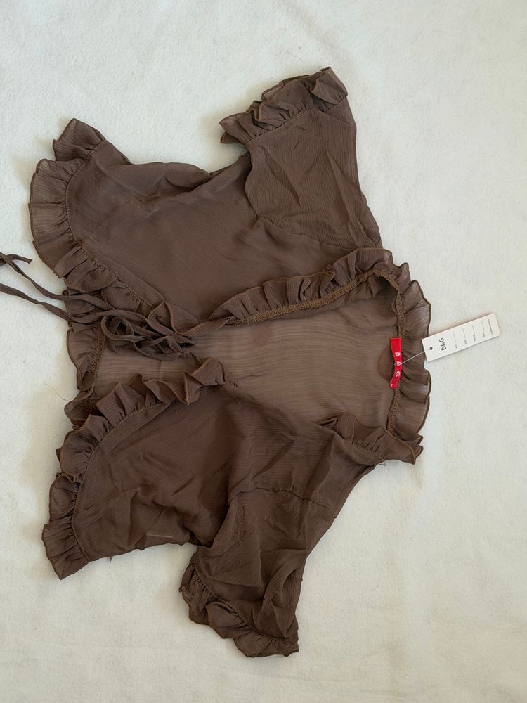 Other Brown Ruffle Blouse product image