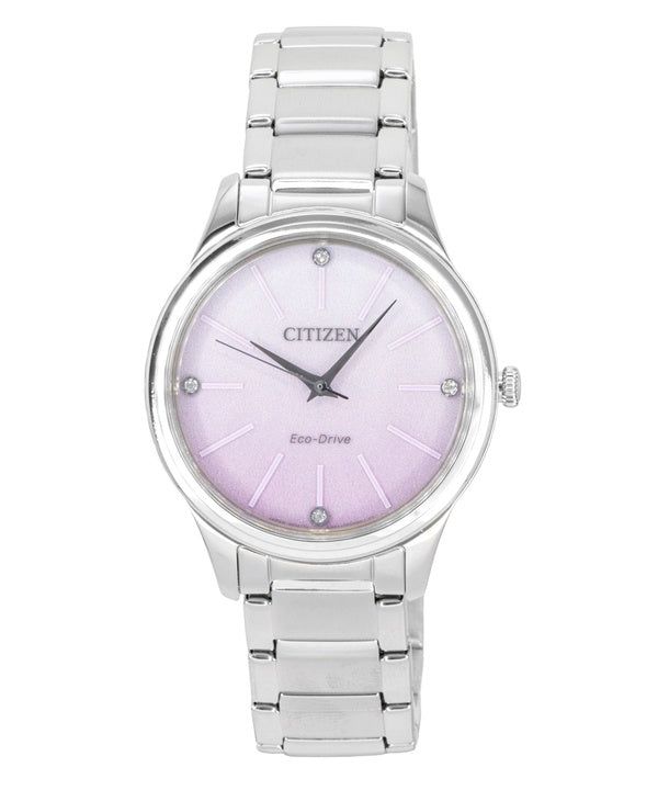 Citizen Eco-Drive  Analog Stainless Steel Pink Dial Solar EM1220-58X Women's Watch obraz 1