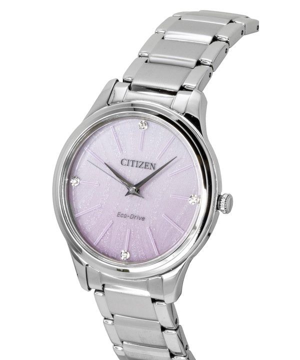 Citizen Eco-Drive  Analog Stainless Steel Pink Dial Solar EM1220-58X Women's Watch imagen 2
