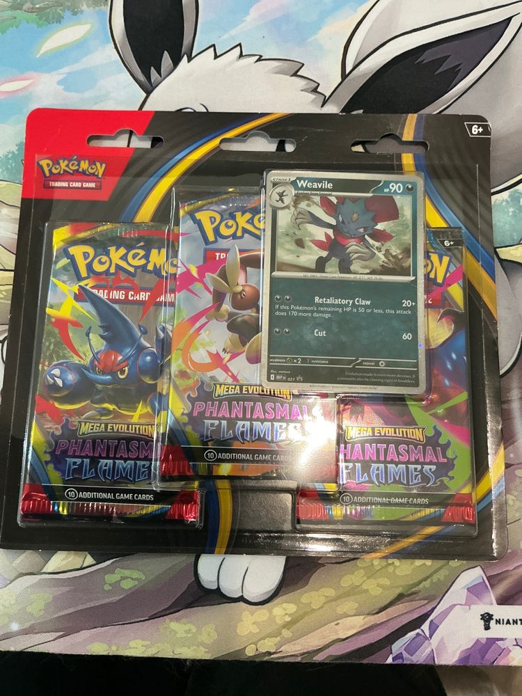 ***RIP ONLY***Pokémon Trading Card Game Mega Evolution Phantasmal Flames Booster Pack Set With Weavile Card