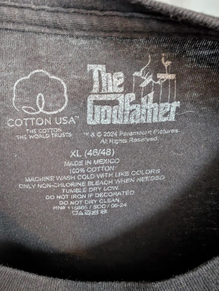 Immagine di Official The Godfather Marlon Brando Graphic Movie T-Shirt XL Black Cotton 5