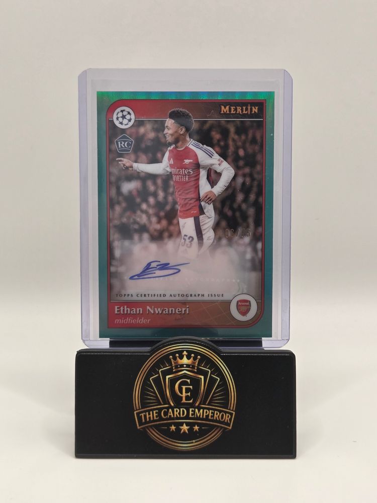 Ethan Nwaneri (Arsenal) 06/75 Autographed Card Topps Merlin Chrome 2024-2025 image 1