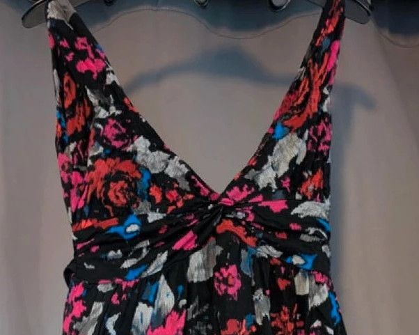 Immagine di Rise Black Floral Abstract Balloon Hem Dress UK 12 Indie Whimsigoth 8