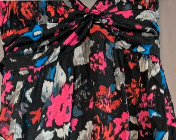 Immagine di Rise Black Floral Abstract Balloon Hem Dress UK 12 Indie Whimsigoth 10