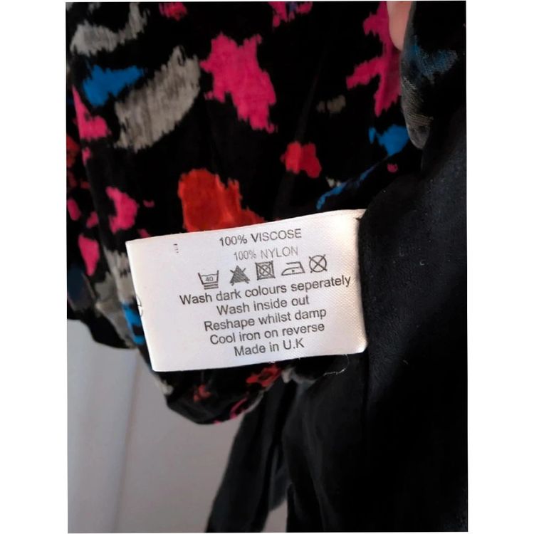Immagine di Rise Black Floral Abstract Balloon Hem Dress UK 12 Indie Whimsigoth 4