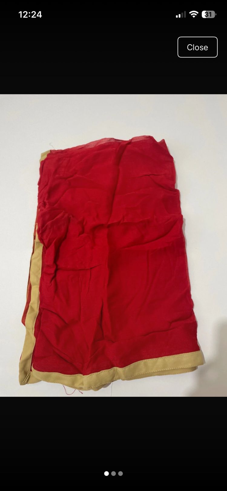 Red Scarf With Beige Border