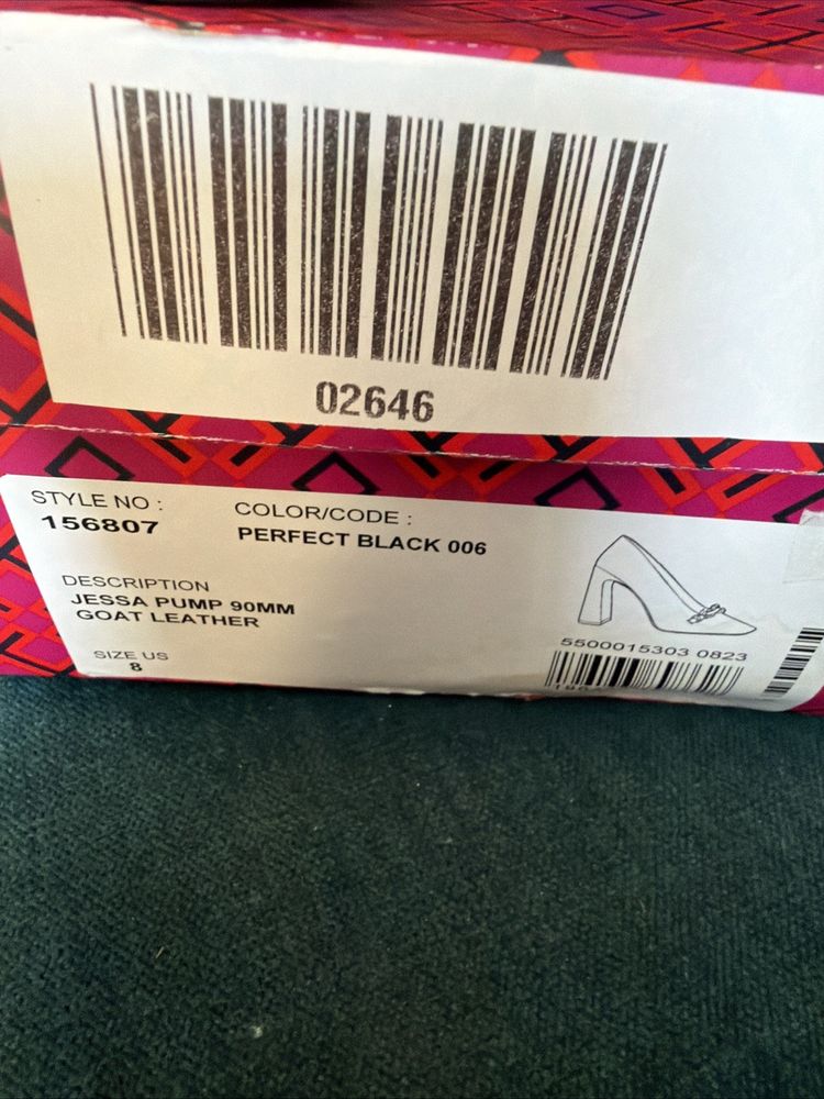 Tory Burch Jessa Pump 90mm Goat Leather Black Block Heel Horse Head Uk 5.5 BNIB image 6