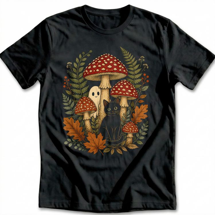 Mushroom Ghost Cat T-Shirt US image 3
