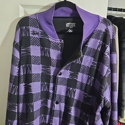 Stussy Purple And Black Checkered Jacket