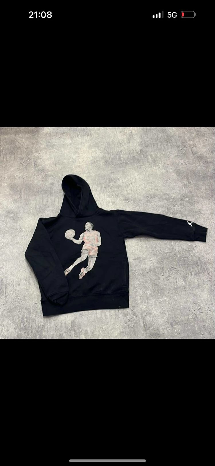 Black Hoodie With Basketball Player Graphic kids image 1