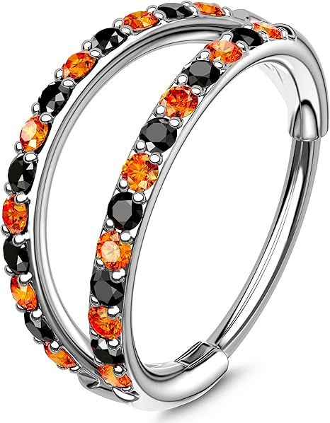 Other Oufer Orange And Black Hoop Nose Rings product image