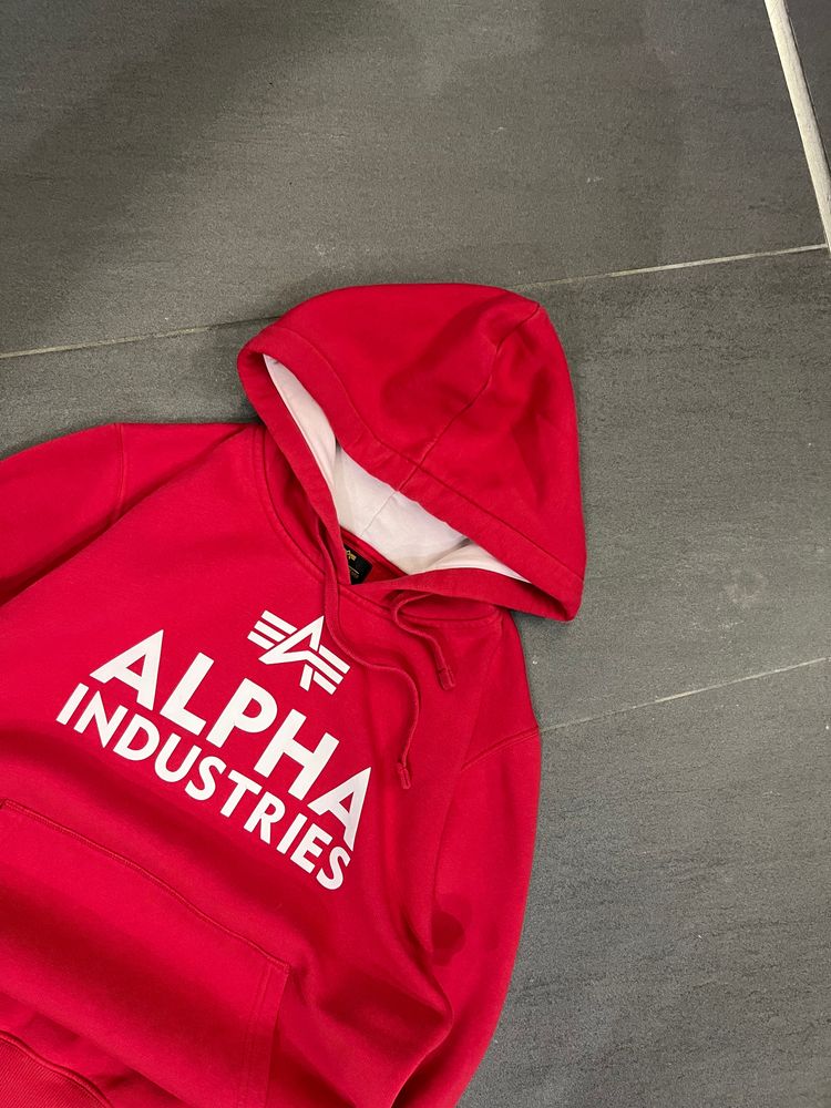 Alpha Industries Red Hoodie Streetwear Swag 2