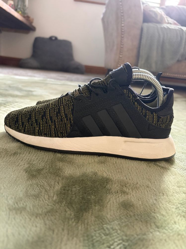 Genuine Adidas X_PLR trainers in olive green and black knit. image 3