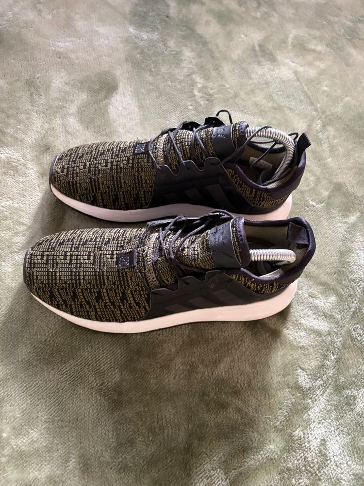 Genuine Adidas X_PLR trainers in olive green and black knit. image 4