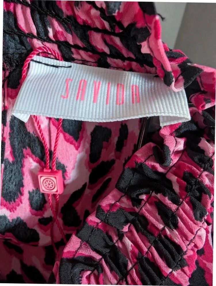 Savida Dunnes Pink Black Leopard Print Ruffle Mini Dress S UK 10 imagen 6