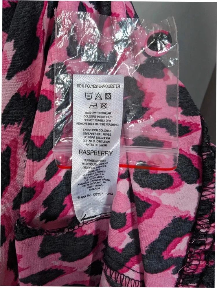 Savida Dunnes Pink Black Leopard Print Ruffle Mini Dress S UK 10 imagen 5