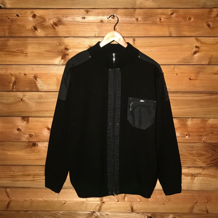 Lacoste Silver Hybrid zip up knit sweatshirt image 1