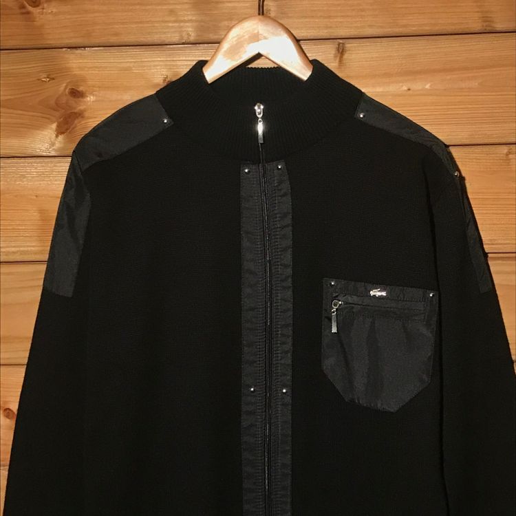 Lacoste Silver Hybrid zip up knit sweatshirt image 5