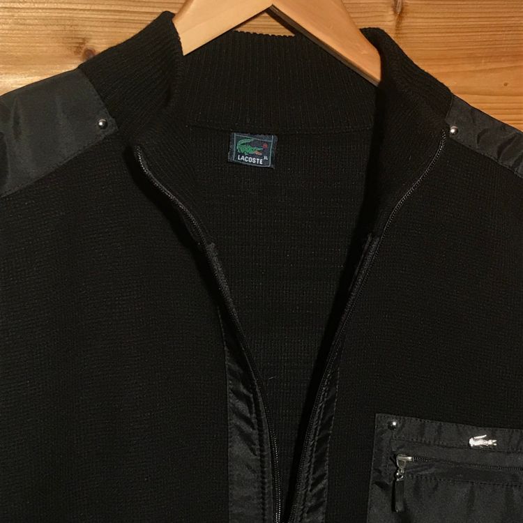 Lacoste Silver Hybrid zip up knit sweatshirt image 3
