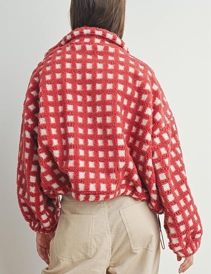 Immagine di Red And White Checkered Fleece Jacket 4